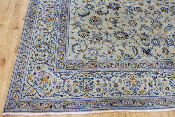 Signed Vintage Persian Kashan Rug – Handmade Wool Carpet – 337 × 268 cm