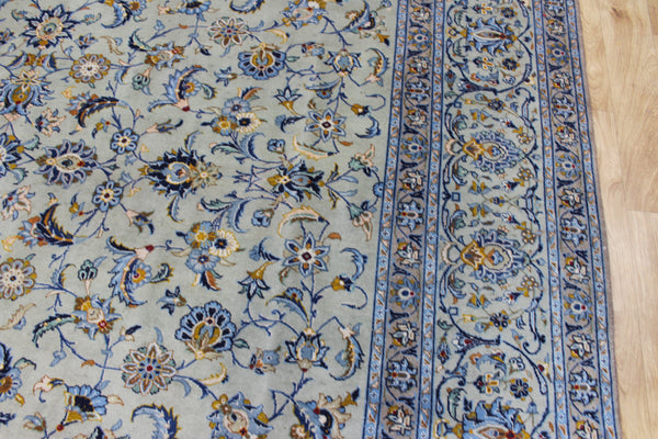Signed Vintage Persian Kashan Rug – Handmade Wool Carpet – 337 × 268 cm
