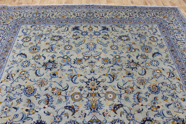 Signed Vintage Persian Kashan Rug – Handmade Wool Carpet – 337 × 268 cm