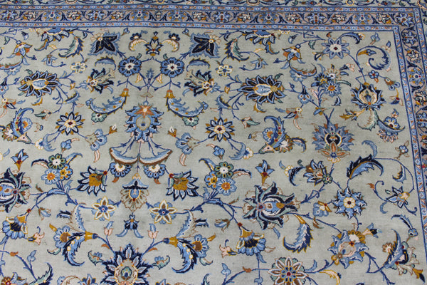Signed Vintage Persian Kashan Rug – Handmade Wool Carpet – 337 × 268 cm
