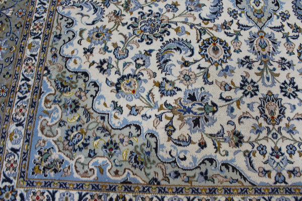 Vintage Persian Kashan Rug – Handmade Wool Carpet – 373 × 263 cm