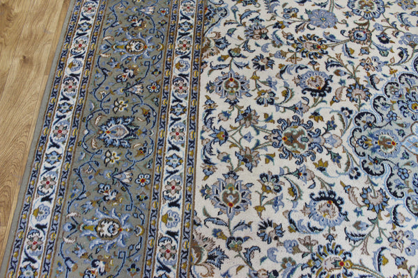 Vintage Persian Kashan Rug – Handmade Wool Carpet – 373 × 263 cm