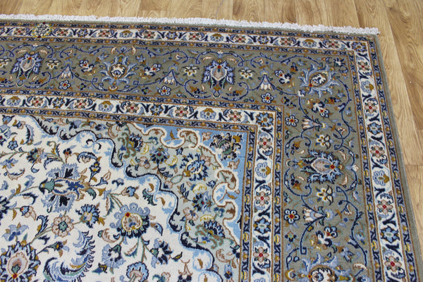 Vintage Persian Kashan Rug – Handmade Wool Carpet – 373 × 263 cm
