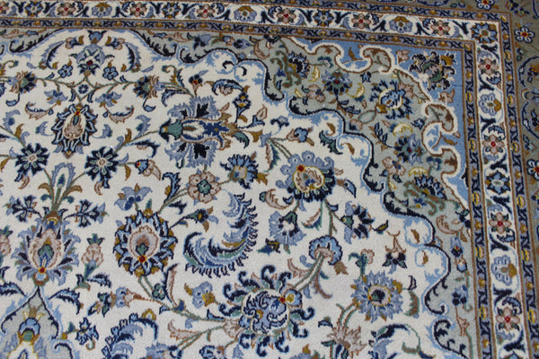 Vintage Persian Kashan Rug – Handmade Wool Carpet – 373 × 263 cm