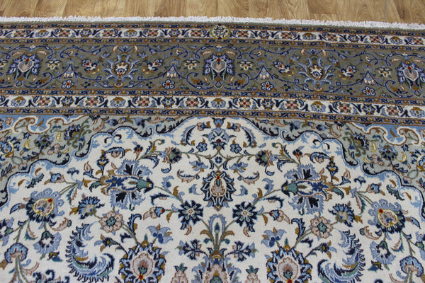 Vintage Persian Kashan Rug – Handmade Wool Carpet – 373 × 263 cm