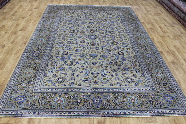 Signed Persian Kashan Rug 291 × 203 cm – Handmade Wool All-Over Floral Carpet