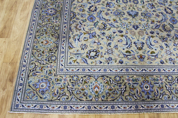 Signed Persian Kashan Rug 291 × 203 cm – Handmade Wool All-Over Floral Carpet