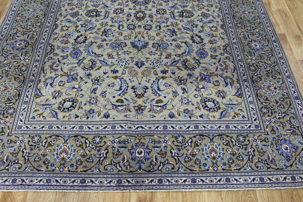 Signed Persian Kashan Rug 291 × 203 cm – Handmade Wool All-Over Floral Carpet