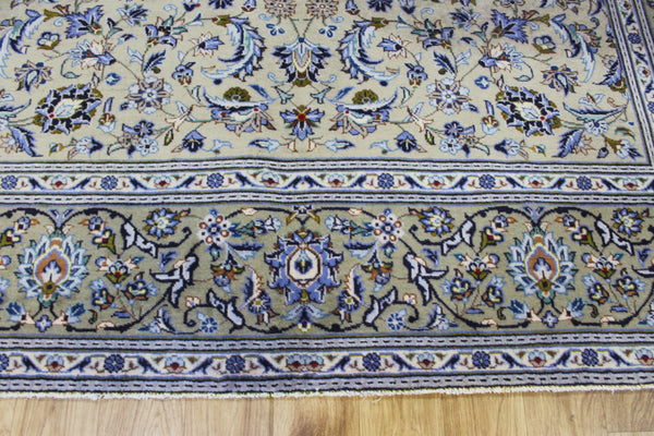 Signed Persian Kashan Rug 291 × 203 cm – Handmade Wool All-Over Floral Carpet