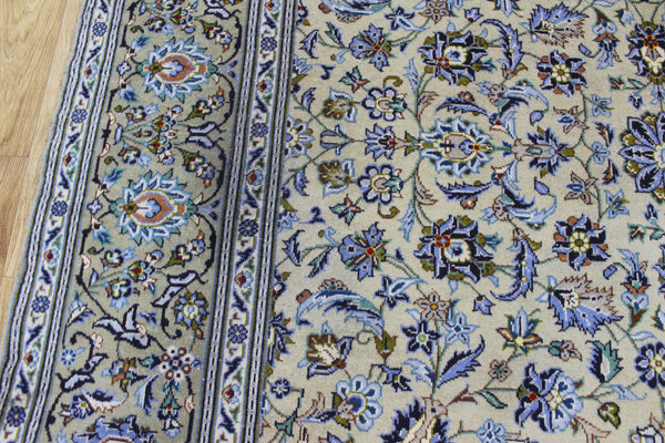 Signed Persian Kashan Rug 291 × 203 cm – Handmade Wool All-Over Floral Carpet