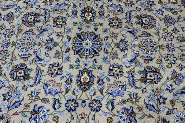 Signed Persian Kashan Rug 291 × 203 cm – Handmade Wool All-Over Floral Carpet