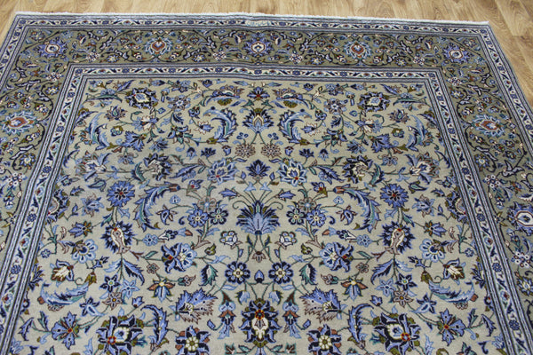 Signed Persian Kashan Rug 291 × 203 cm – Handmade Wool All-Over Floral Carpet