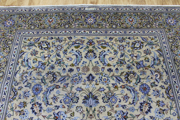 Signed Persian Kashan Rug 291 × 203 cm – Handmade Wool All-Over Floral Carpet