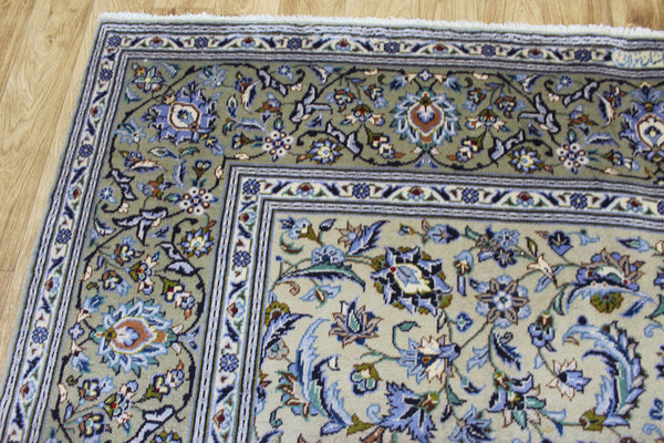Signed Persian Kashan Rug 291 × 203 cm – Handmade Wool All-Over Floral Carpet