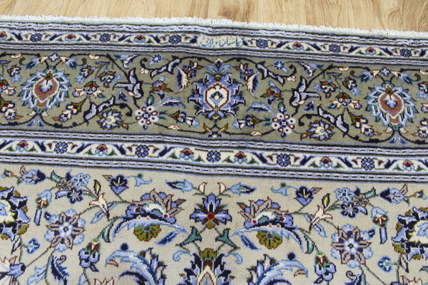 Signed Persian Kashan Rug 291 × 203 cm – Handmade Wool All-Over Floral Carpet