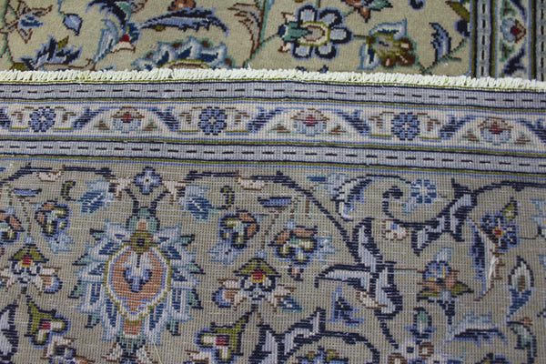 Signed Persian Kashan Rug 291 × 203 cm – Handmade Wool All-Over Floral Carpet
