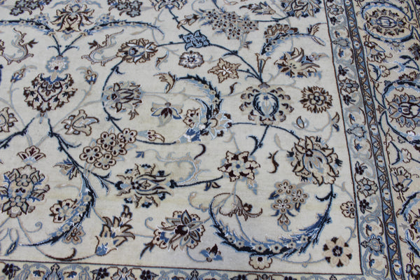 Persian Nain Rug 394 × 297 cm – Handmade Wool and Silk Floral Carpet