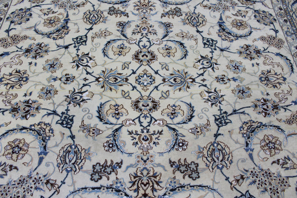 Persian Nain Rug 394 × 297 cm – Handmade Wool and Silk Floral Carpet