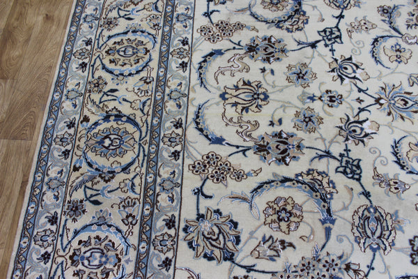 Persian Nain Rug 394 × 297 cm – Handmade Wool and Silk Floral Carpet