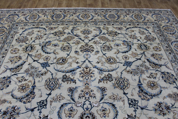 Persian Nain Rug 394 × 297 cm – Handmade Wool and Silk Floral Carpet
