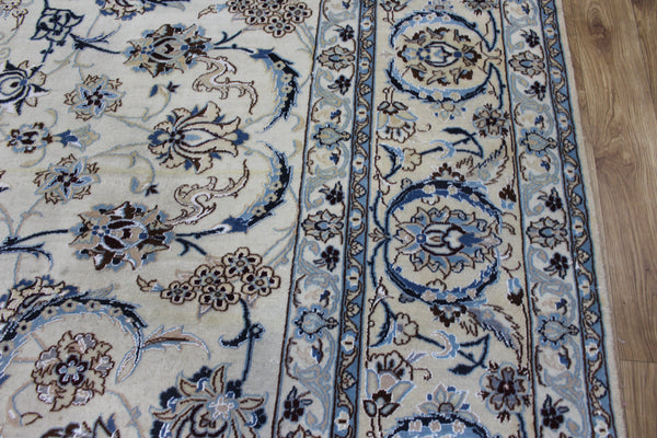 Persian Nain Rug 394 × 297 cm – Handmade Wool and Silk Floral Carpet