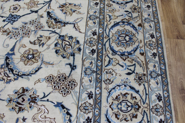 Persian Nain Rug 394 × 297 cm – Handmade Wool and Silk Floral Carpet