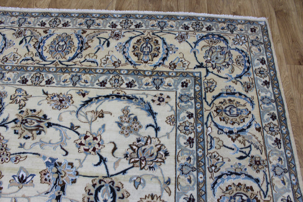 Persian Nain Rug 394 × 297 cm – Handmade Wool and Silk Floral Carpet