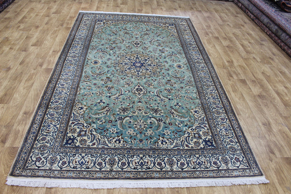 Vintage Persian Nain Rug 284 × 171 cm – Handmade Wool & Silk Floral Carpet