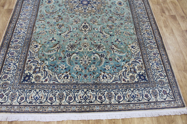 Vintage Persian Nain Rug 284 × 171 cm – Handmade Wool & Silk Floral Carpet
