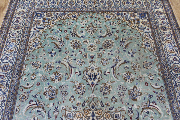 Vintage Persian Nain Rug 284 × 171 cm – Handmade Wool & Silk Floral Carpet