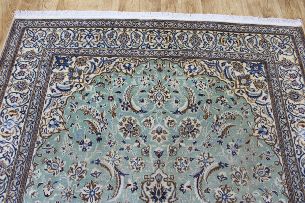 Vintage Persian Nain Rug 284 × 171 cm – Handmade Wool & Silk Floral Carpet