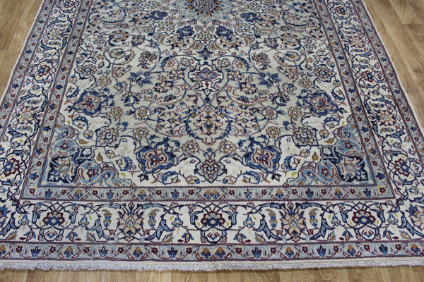 Vintage Persian Nain Rug 296 × 199 cm – Handmade Wool &amp; Silk Floral Carpet