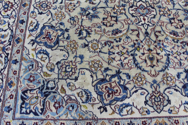 Vintage Persian Nain Rug 296 × 199 cm – Handmade Wool &amp; Silk Floral Carpet