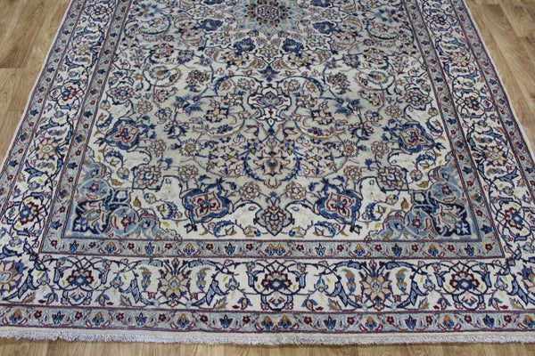 Vintage Persian Nain Rug 296 × 199 cm – Handmade Wool &amp; Silk Floral Carpet