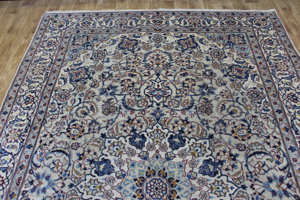 Vintage Persian Nain Rug 296 × 199 cm – Handmade Wool &amp; Silk Floral Carpet