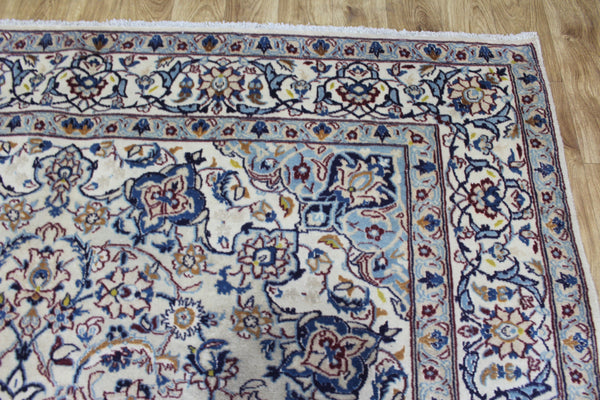 Vintage Persian Nain Rug 296 × 199 cm – Handmade Wool &amp; Silk Floral Carpet