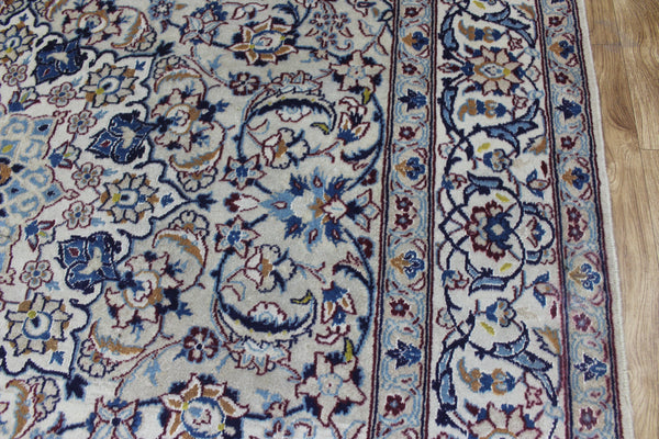 Vintage Persian Nain Rug 296 × 199 cm – Handmade Wool &amp; Silk Floral Carpet