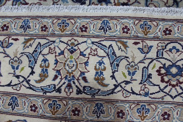 Vintage Persian Nain Rug 296 × 199 cm – Handmade Wool &amp; Silk Floral Carpet