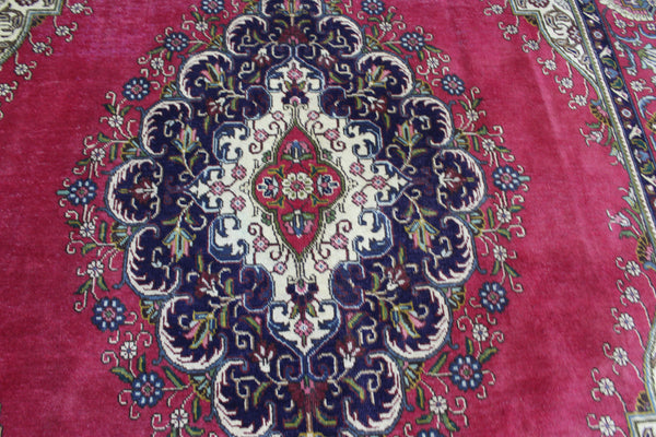 Vintage Persian Tabriz Rug 336 × 236 cm – Handmade Wool Medallion Carpet
