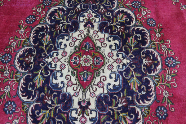Vintage Persian Tabriz Rug 336 × 236 cm – Handmade Wool Medallion Carpet