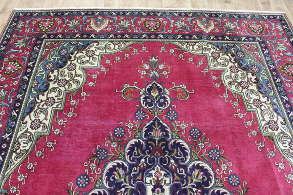 Vintage Persian Tabriz Rug 336 × 236 cm – Handmade Wool Medallion Carpet
