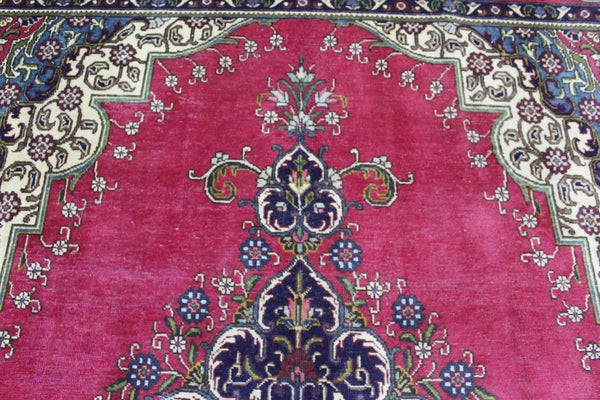Vintage Persian Tabriz Rug 336 × 236 cm – Handmade Wool Medallion Carpet