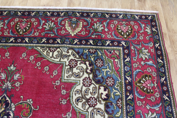 Vintage Persian Tabriz Rug 336 × 236 cm – Handmade Wool Medallion Carpet