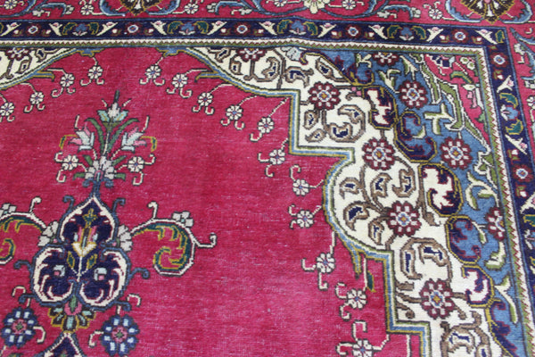 Vintage Persian Tabriz Rug 336 × 236 cm – Handmade Wool Medallion Carpet