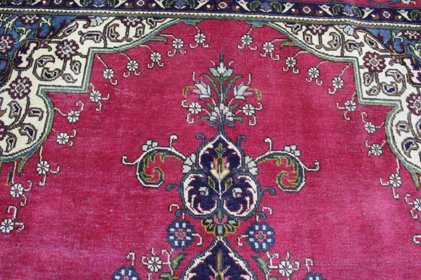 Vintage Persian Tabriz Rug 336 × 236 cm – Handmade Wool Medallion Carpet