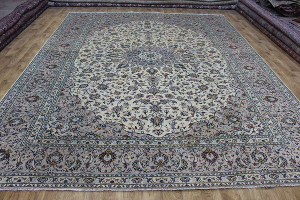 Persian Kashan Rug 382 × 300 cm – Large Handmade Wool Floral Carpet