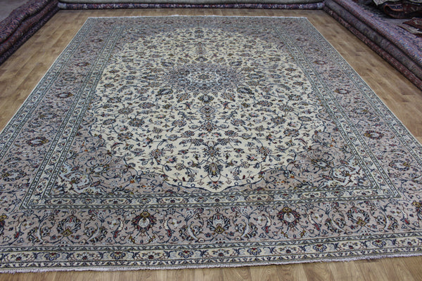Persian Kashan Rug 382 × 300 cm – Large Handmade Wool Floral Carpet