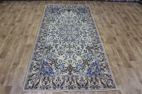 Persian Nain Rug 232 × 113 cm – Handmade Floral Medallion Carpet