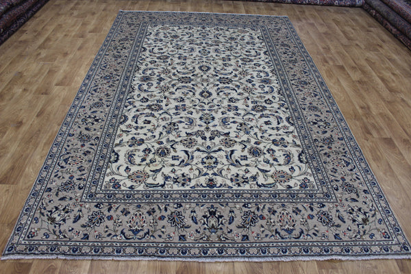 Vintage Persian Kashan Rug 300 × 190 cm – Handmade Wool Floral Carpet