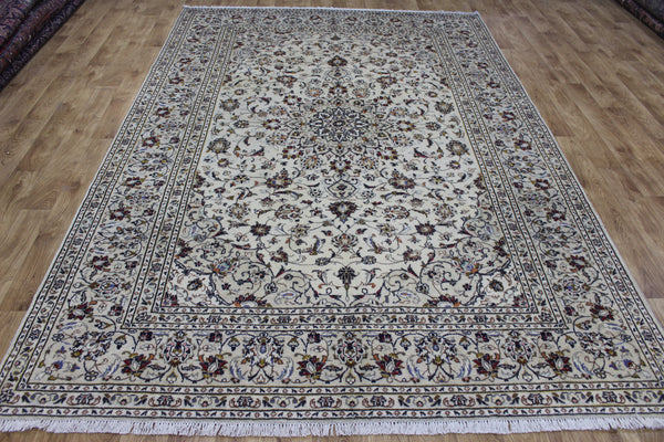 Vintage Persian Kashan Rug 300 × 203 cm – Handmade Wool Floral Carpet